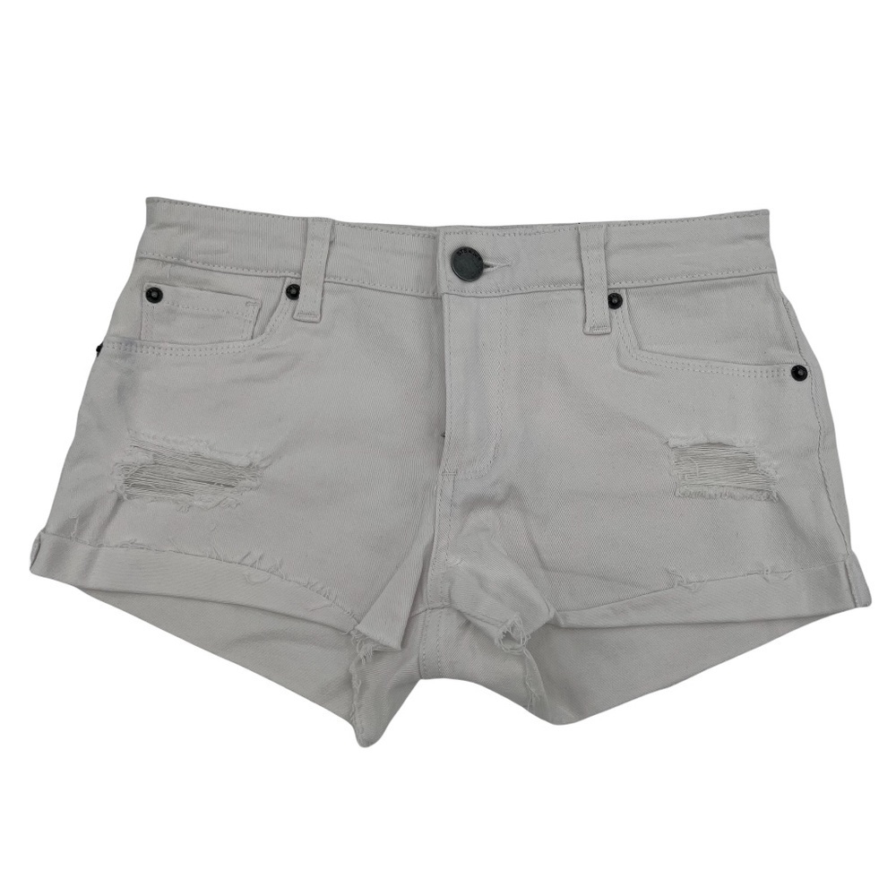 STS Blue White Denim Cut Off Distressed Jean Shorts Size 25 Women’s